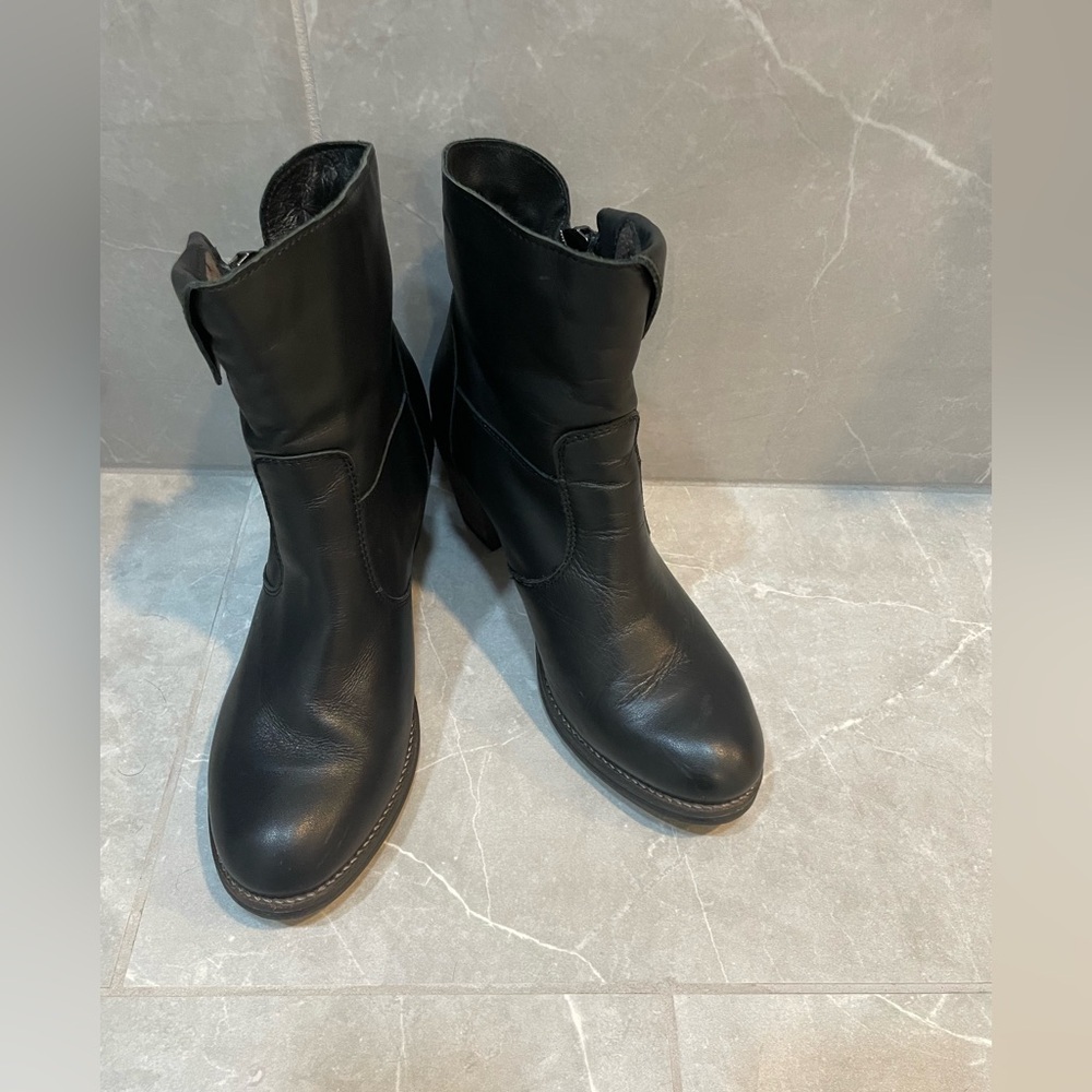 Biza Black Leather Moto Ankle Boots Size 40 EU - Picture 6 of 11